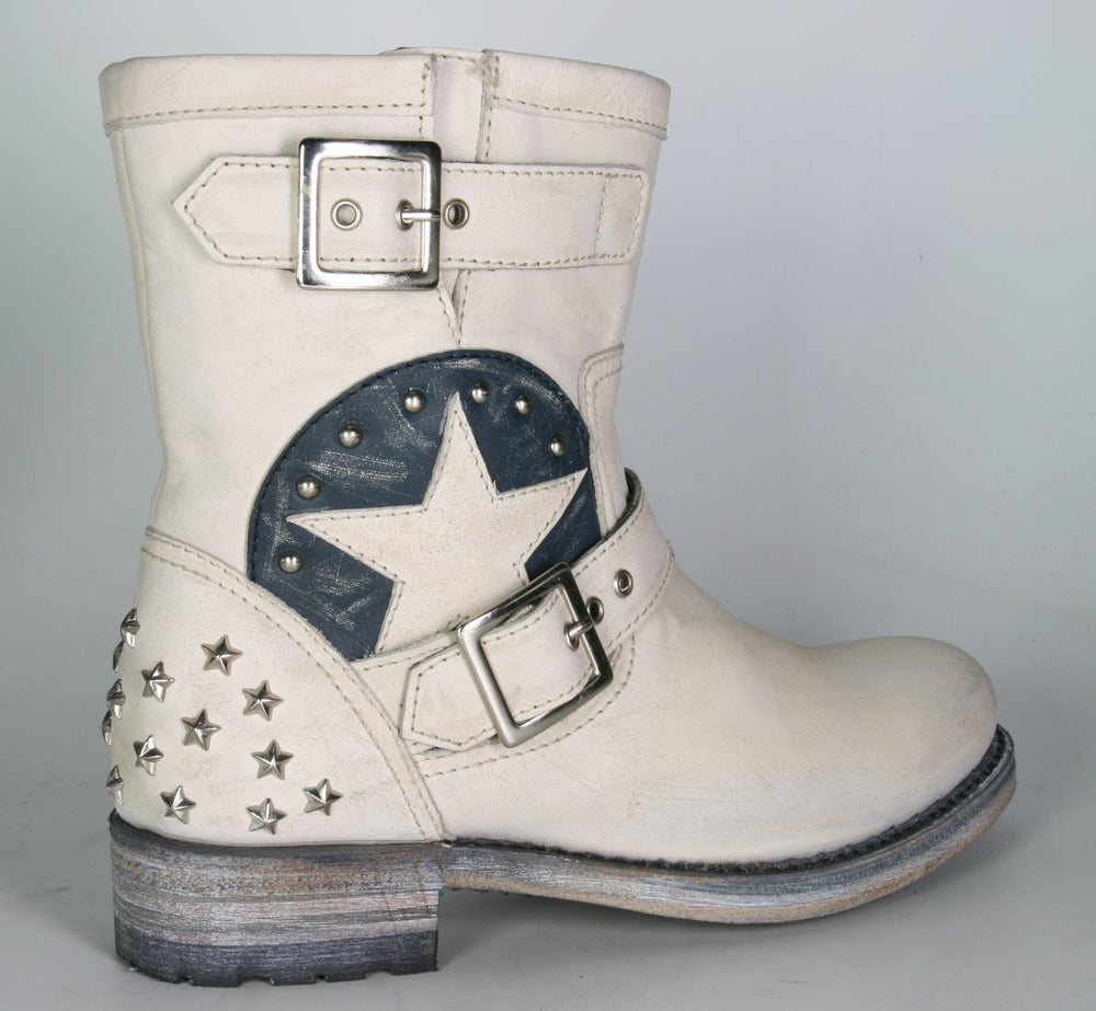 10796 Sendra Bikerboots Chiquita Raspado Marfil