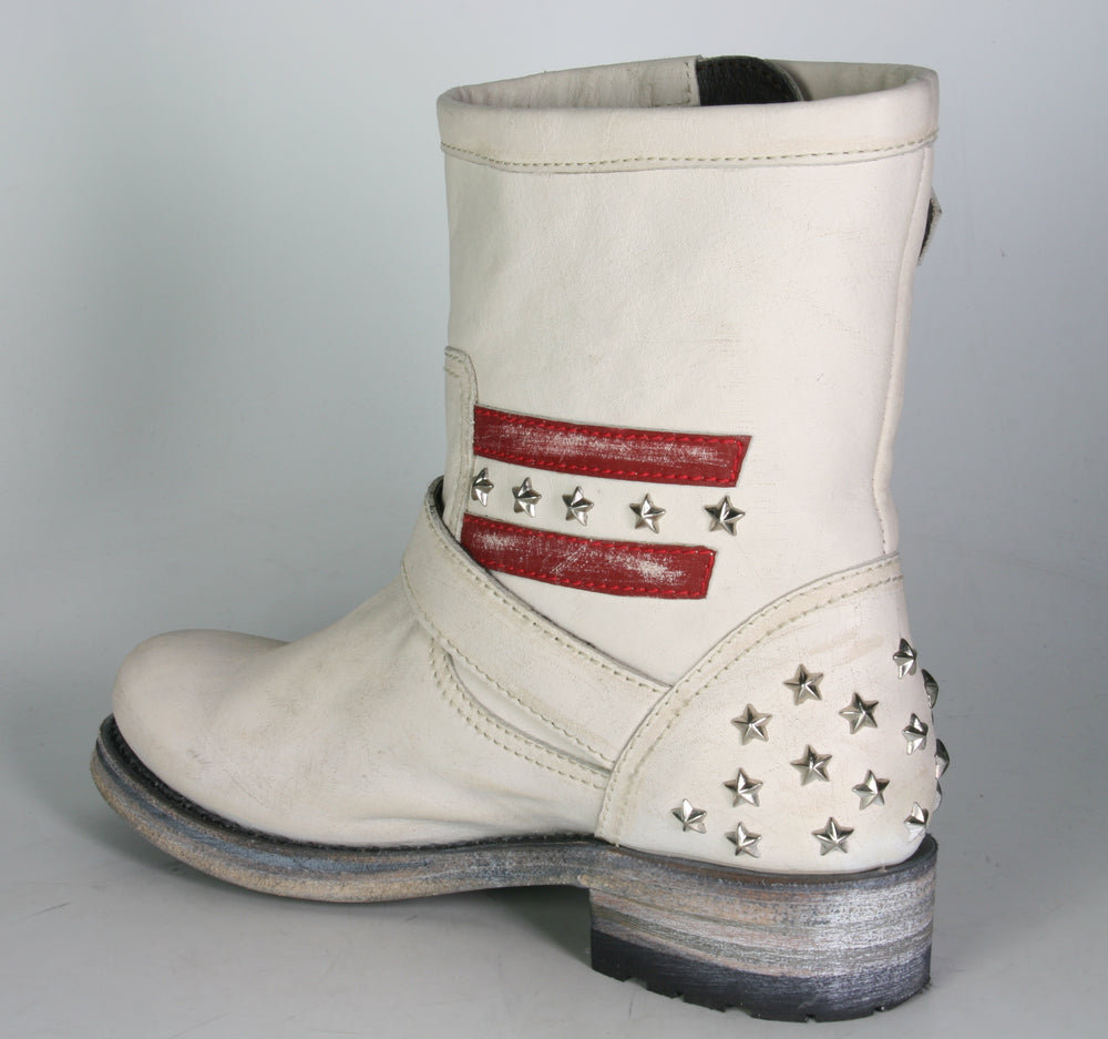 10796 Sendra Bikerboots Chiquita Raspado Marfil