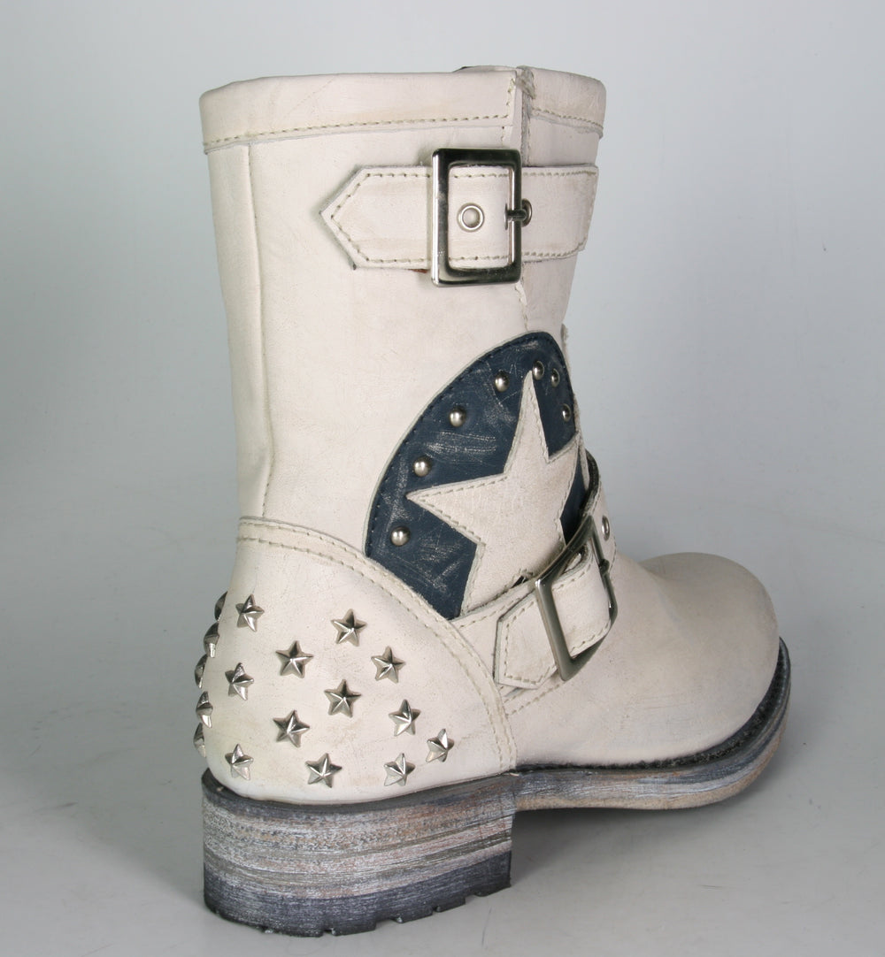 10796 Sendra Bikerboots Chiquita Raspado Marfil