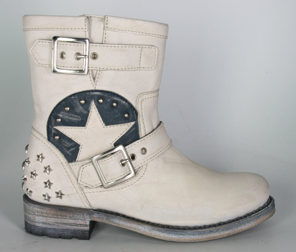 10796 Sendra Bikerboots Chiquita Raspado Marfil