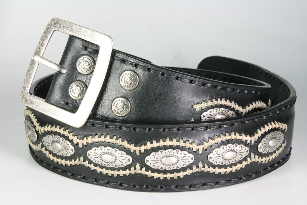 1081 Sendra Negro leather belt with conchos