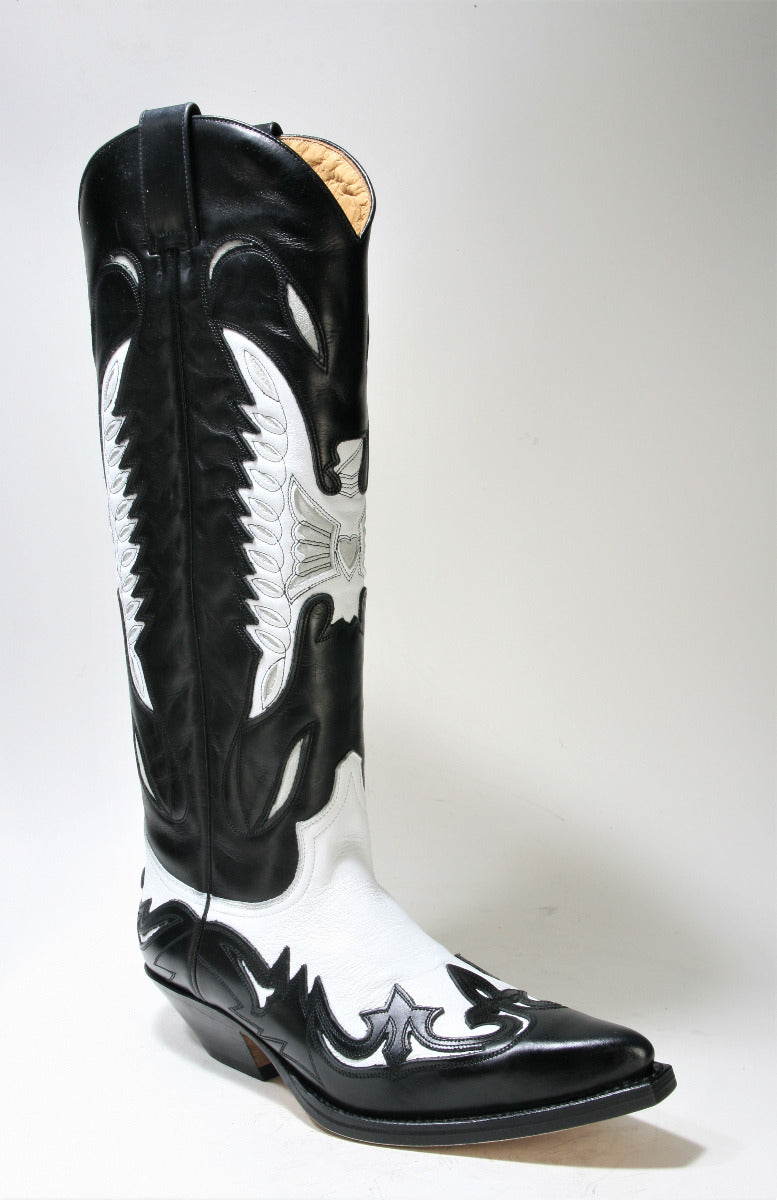 17355 Sendra Hochschaft Cowboystiefel Laca Negro Laca Blanco