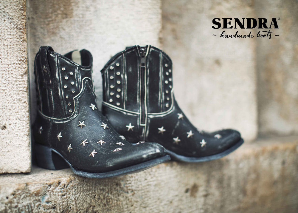 10691 Sendra Short Boots SARA Raspado Negro