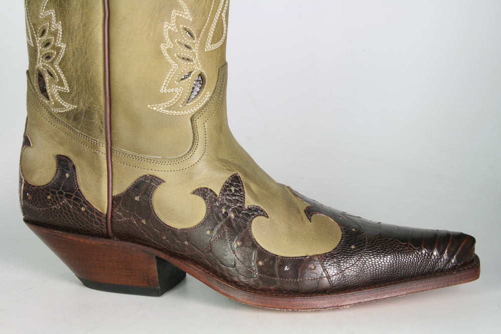 2064 Tony Mora cowboy boots Khaki Avestruz Marron