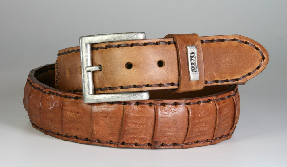 214 Sancho Belt Genuine Caiman Leather Light Brown