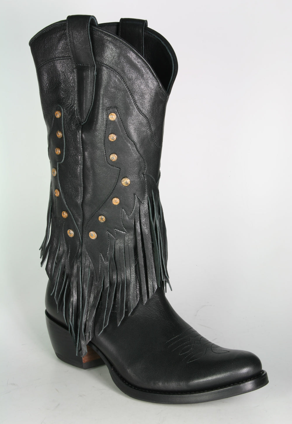 2315 Sancho Abarca Negro fringe boots
