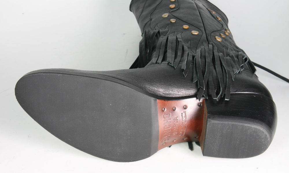 2315 Sancho Abarca Negro fringe boots