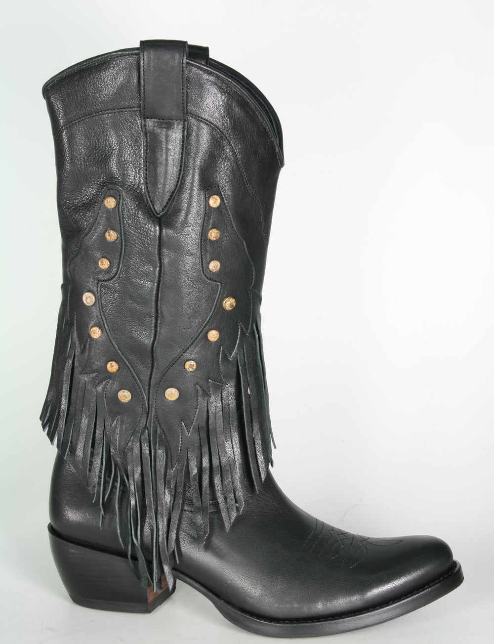2315 Sancho Abarca Negro fringe boots