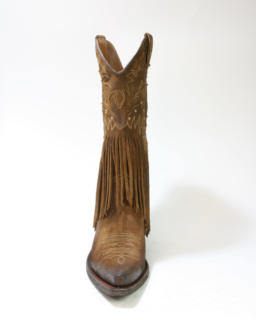 Vorderansicht Cowboystiefel Fransen mit Nieten