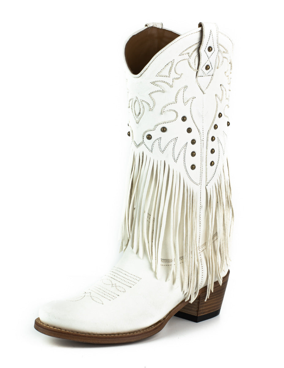 2475 Mayura Fransenstiefel Blanco Bohostyle