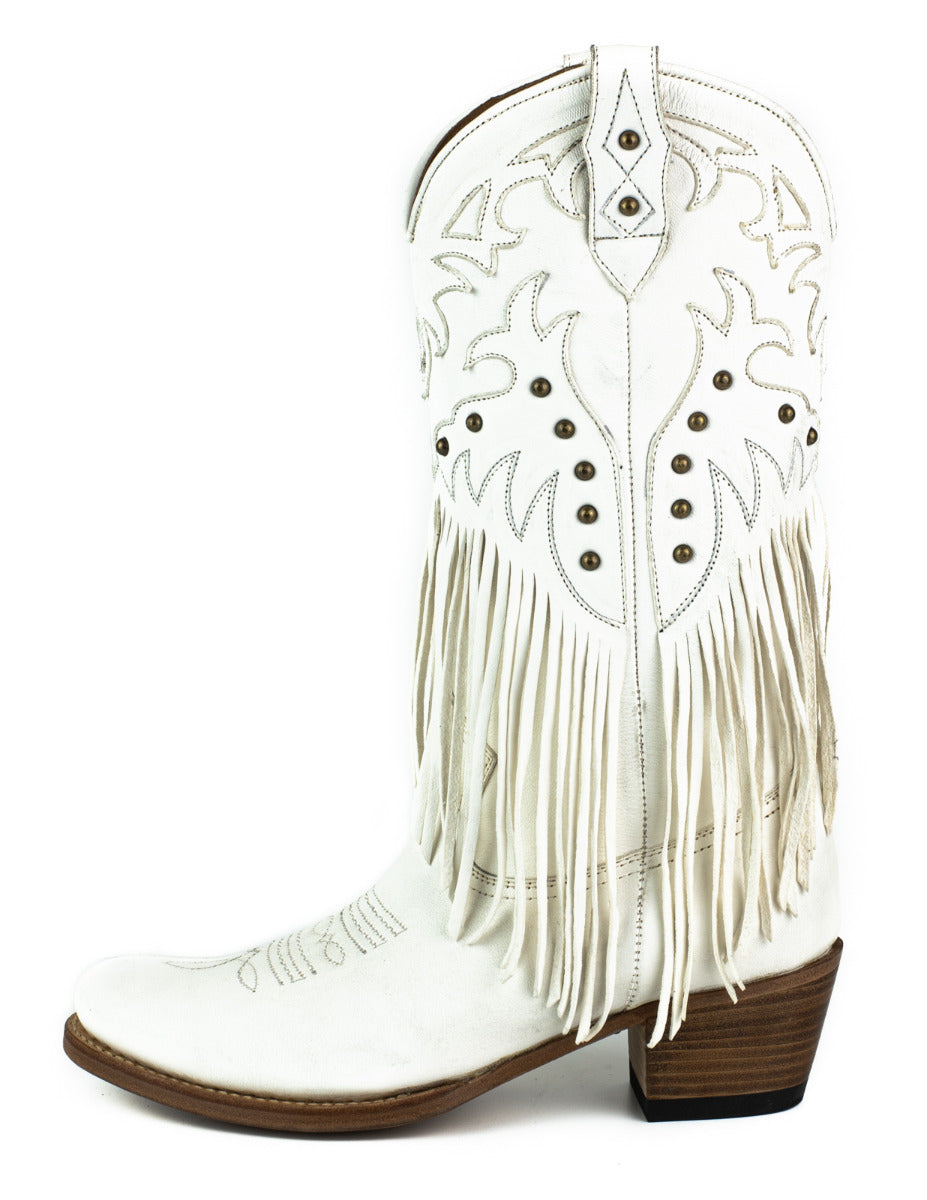 2475 Mayura Fransenstiefel Blanco Bohostyle