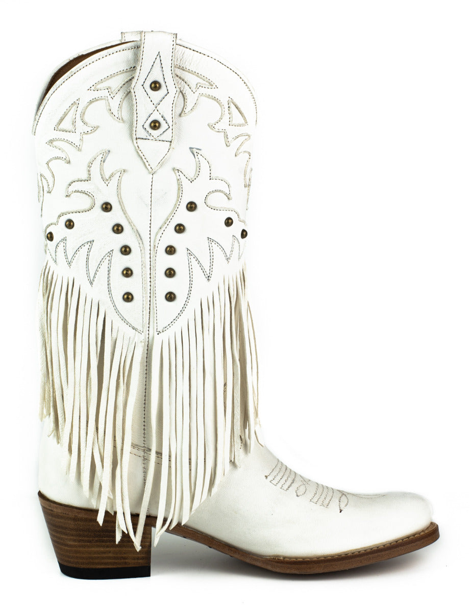2475 Mayura Fransenstiefel Blanco Bohostyle