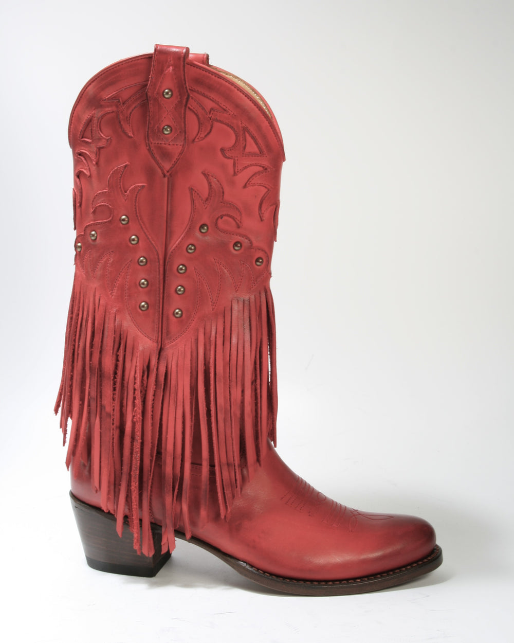 2475 MAYURA Fransenstiefel Cowboystiefel Rojo