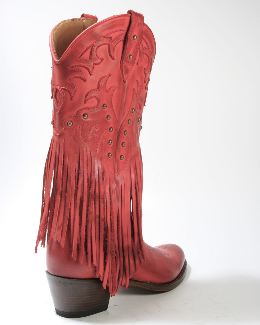 2475 MAYURA Fransenstiefel Cowboystiefel Rojo