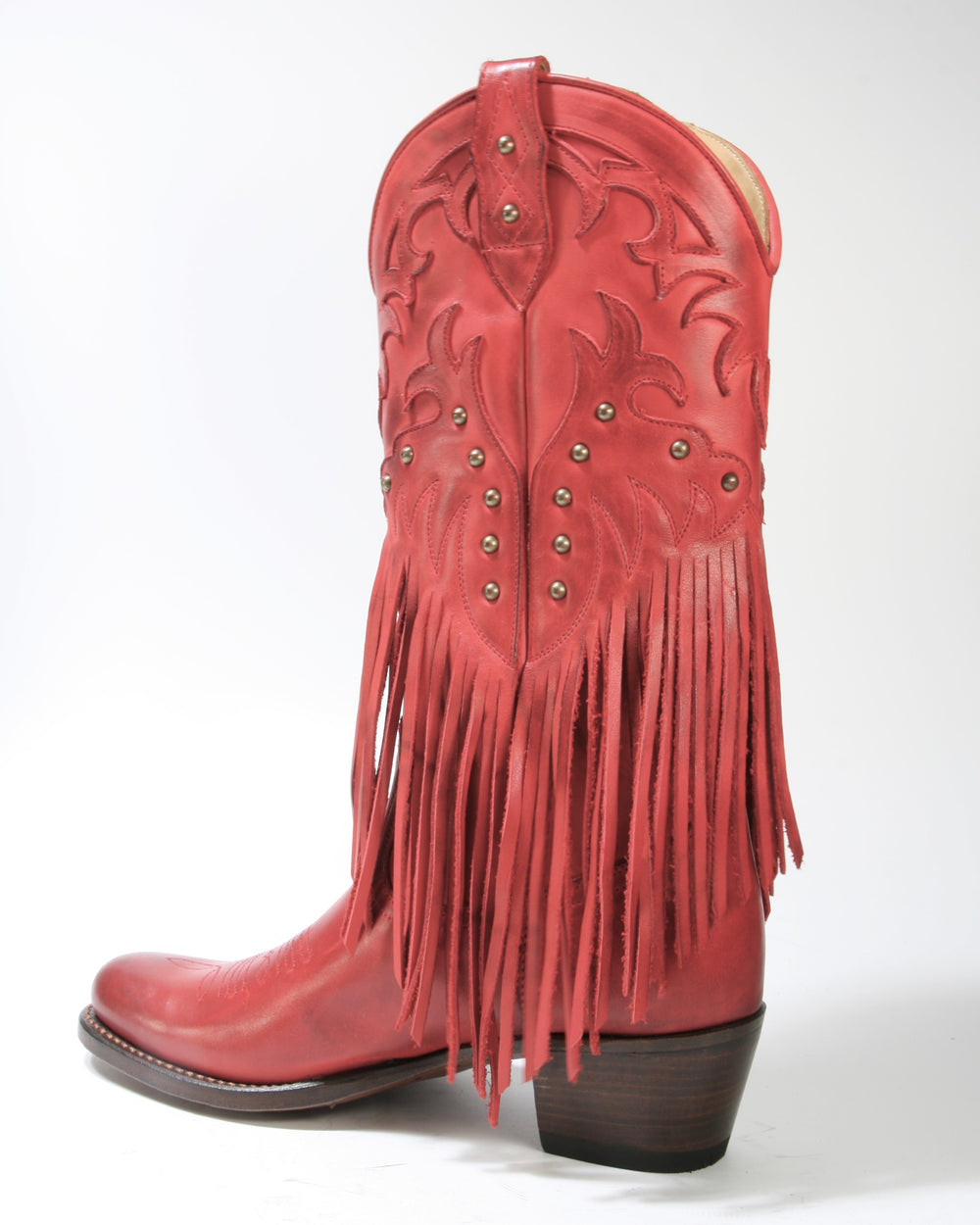 2475 MAYURA Fransenstiefel Cowboystiefel Rojo