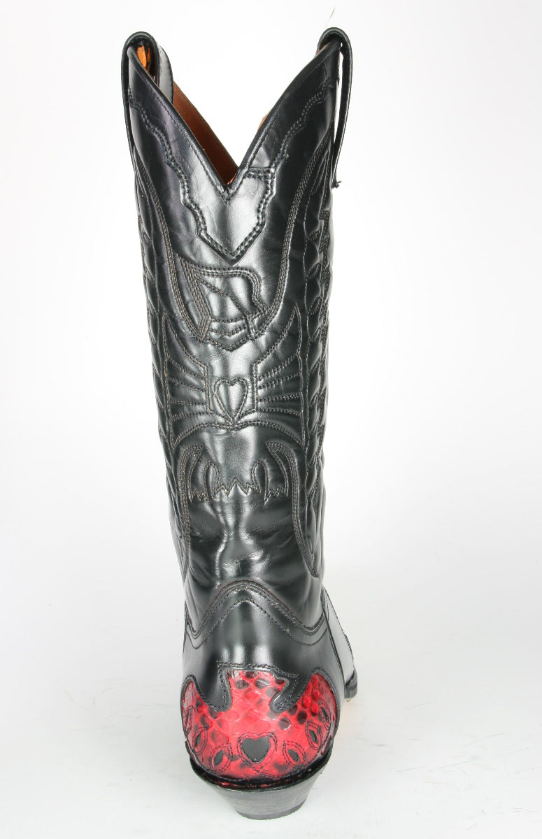 2720 Sendra cowboy boots Cuervo Flor. Negro Python Rojo