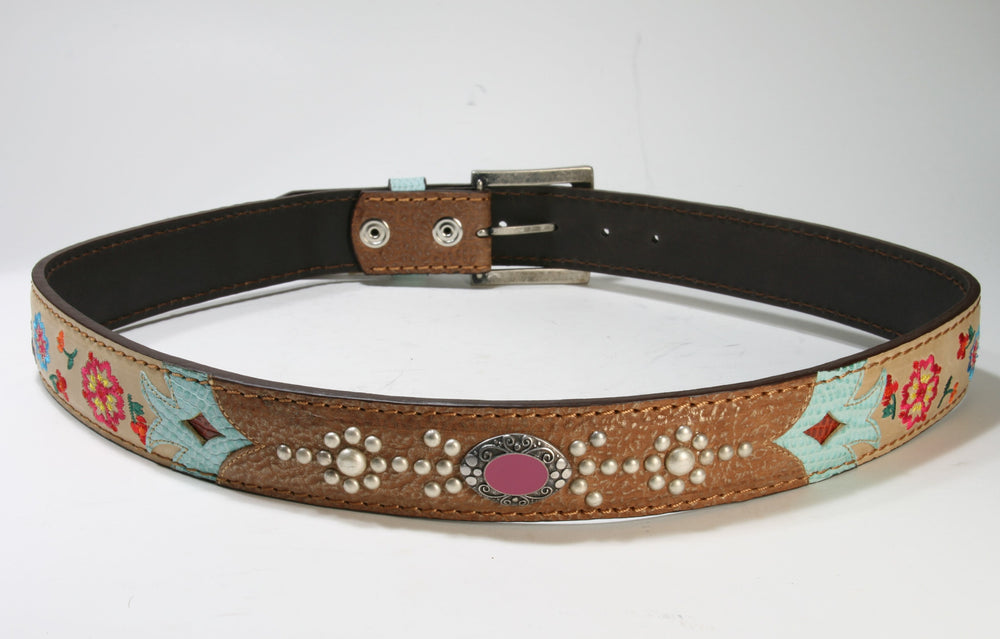 3213 Original Belts Cuero Beige Flower Belt