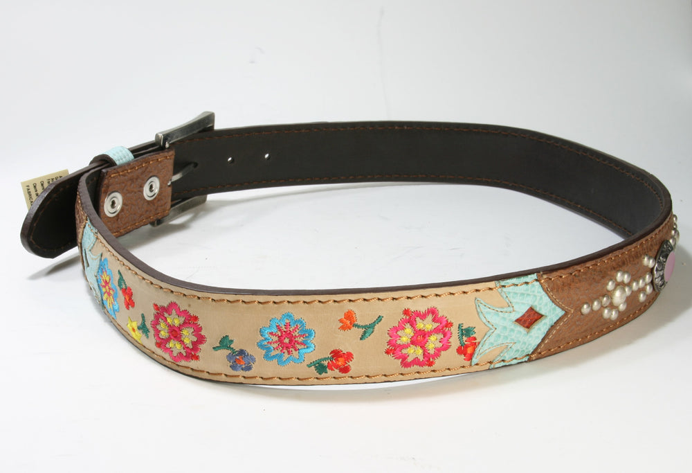 3213 Original Belts Cuero Beige Flower Belt