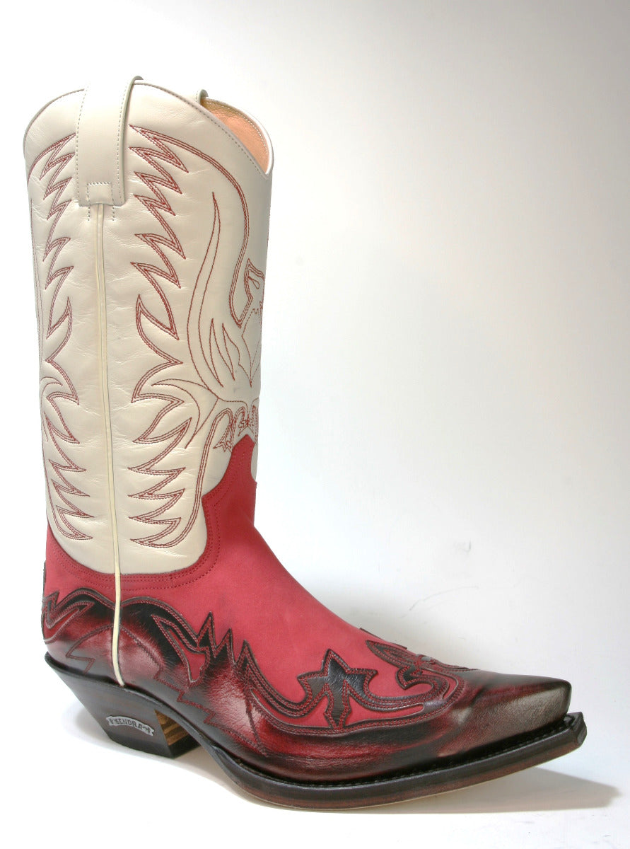 3241 Sendra Cowboystiefel Denver Rojo Nubuk Gorbi
