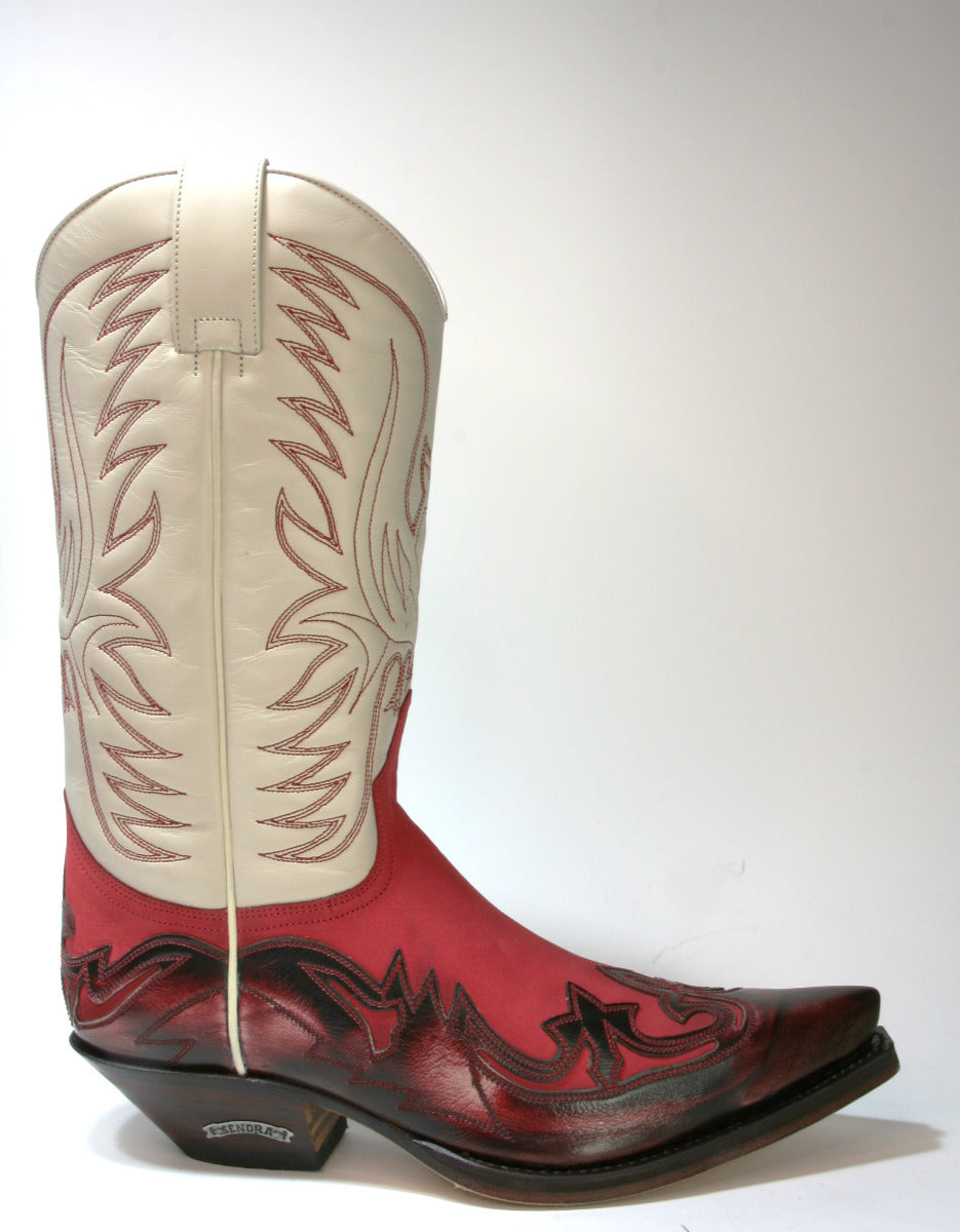 3241 Sendra Cowboystiefel Denver Rojo Nubuk Gorbi