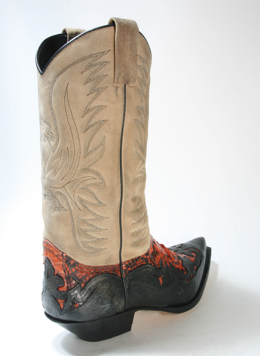 3241 Sendra Cowboy Boots Barbados Negro Pyth. orange suede