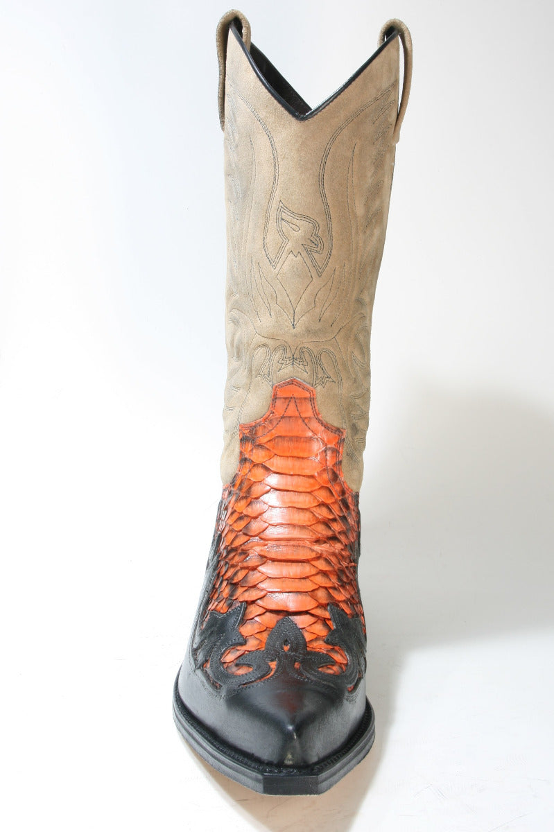 3241 Sendra Cowboy Boots Barbados Negro Pyth. orange suede