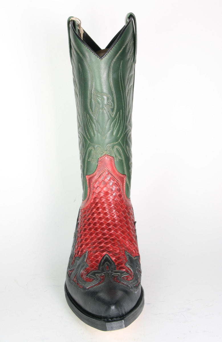 3241 Sendra Boots Westernstiefel Barbados Negro Trenzado Rojo