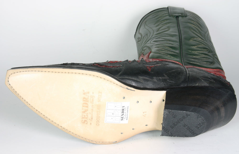3241 Sendra Boots Westernstiefel Barbados Negro Trenzado Rojo