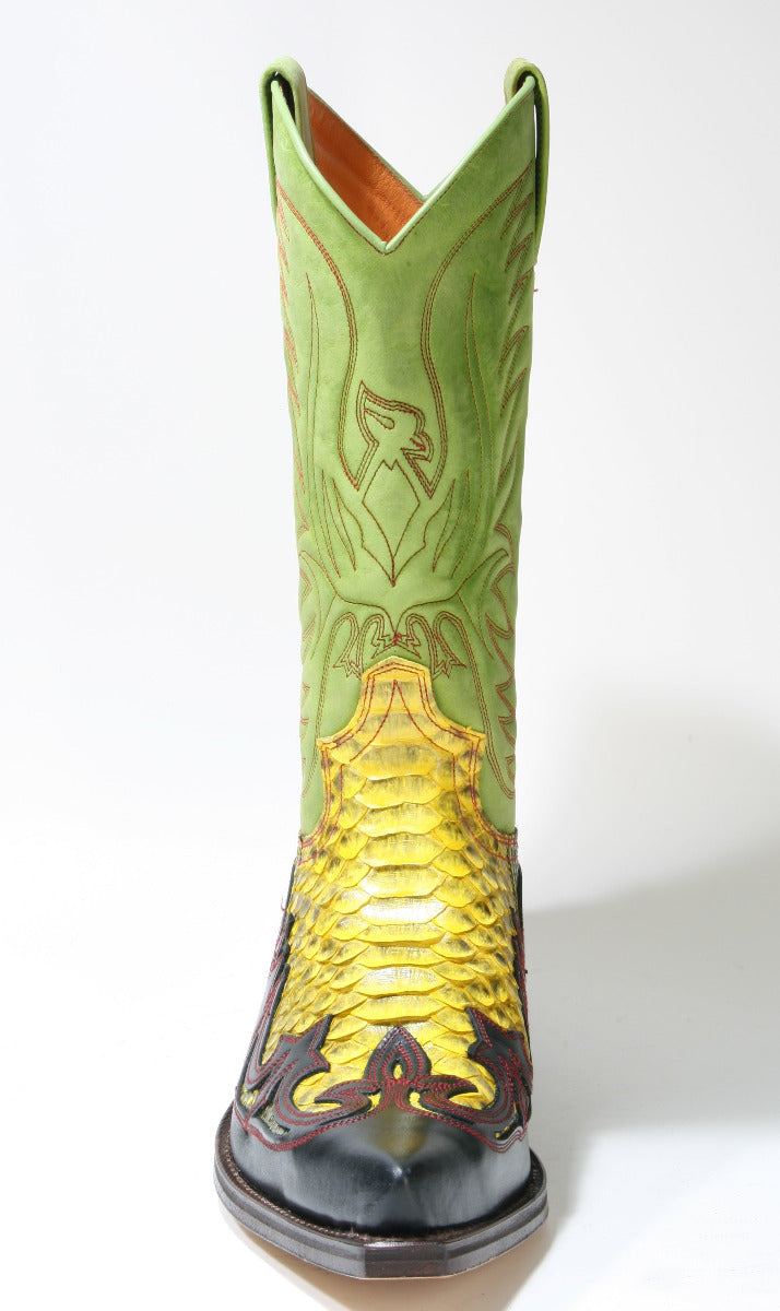 3241 Sendra Boots Cowboy Boots Negro Python Barr. Amarillo