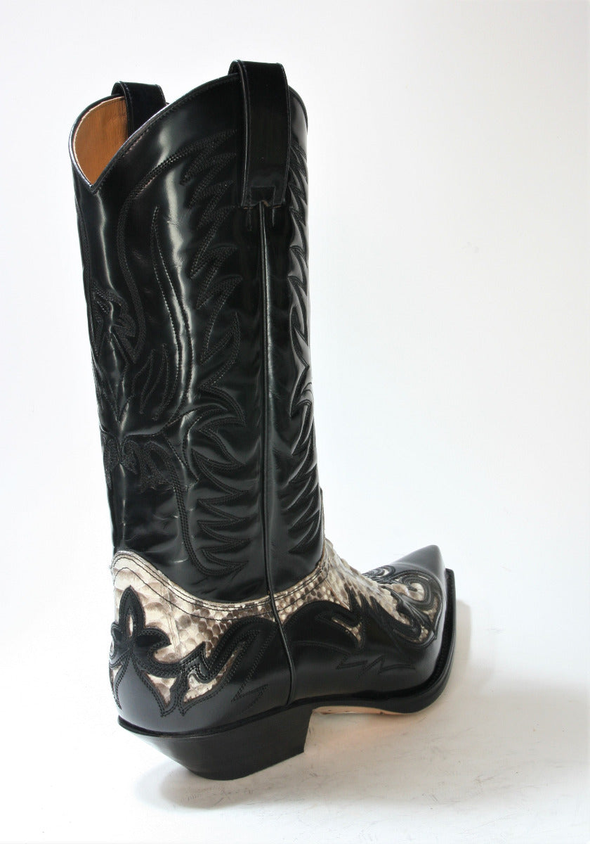 3241 Sendra cowboy boots Flor. Black Python Natural