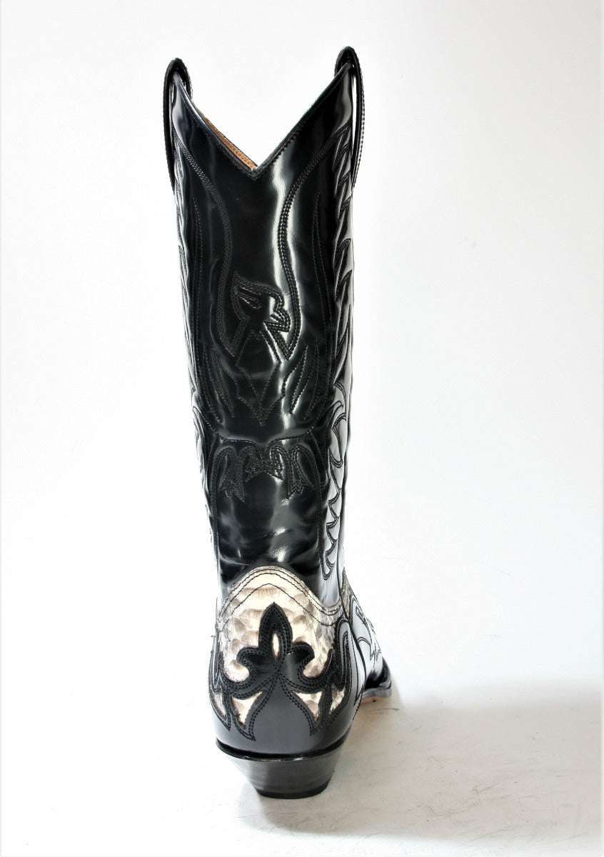3241 Sendra cowboy boots Flor. Black Python Natural