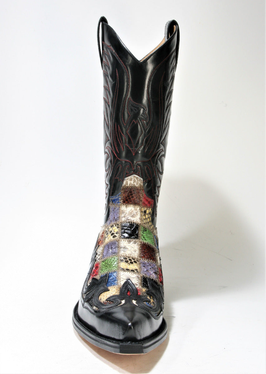 3241 Sendra cowboy boots Flor. Negro Python Patchwork small