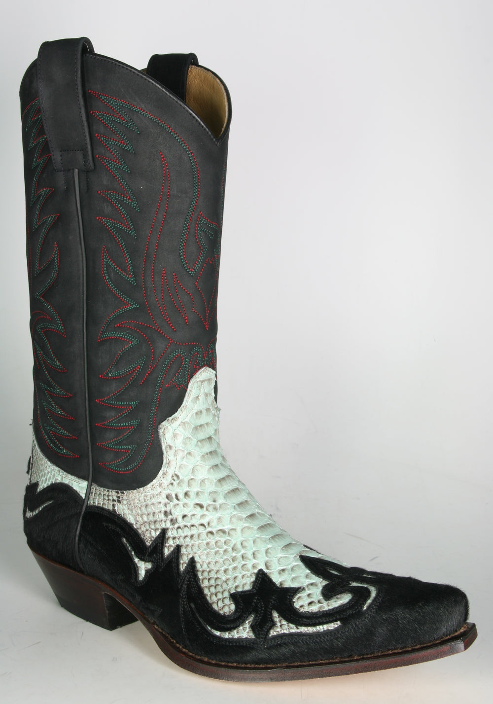 3241 Cowboy boots Sendra Pelo Negro Python Turquesa