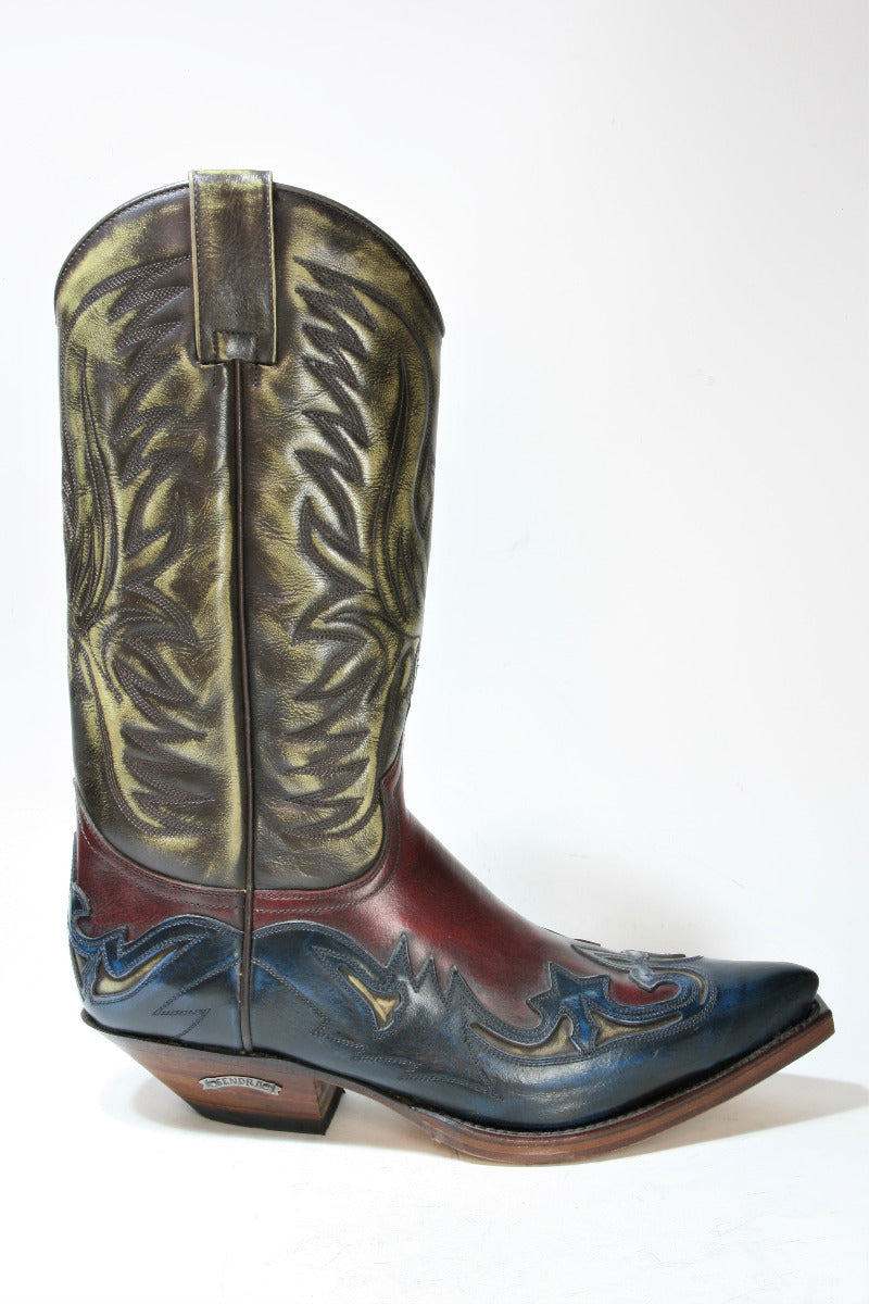 3242 Sendra Cowboystiefel Hurricane Azul Rojo
