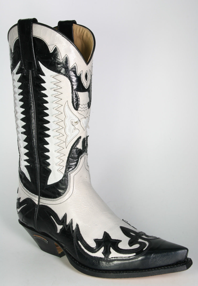 3840 Sendra cowboy boots black white