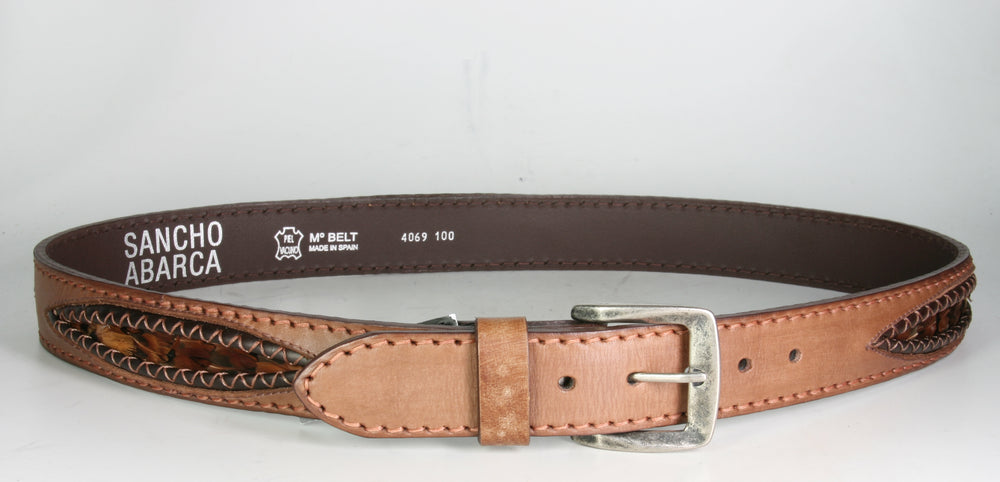 4069 Sancho Abarca Belt Marron Plumas