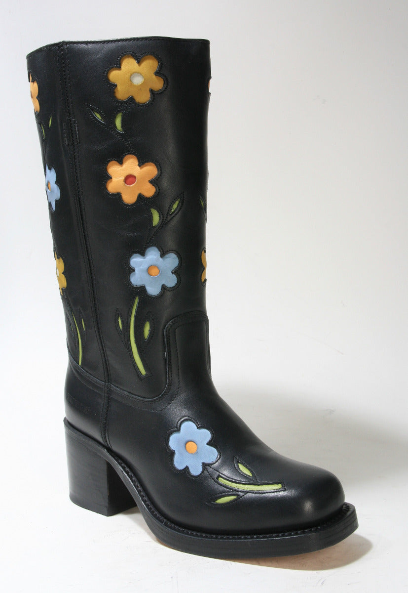4755 Sendra Stiefel TOLEDO Negro Flowerpower
