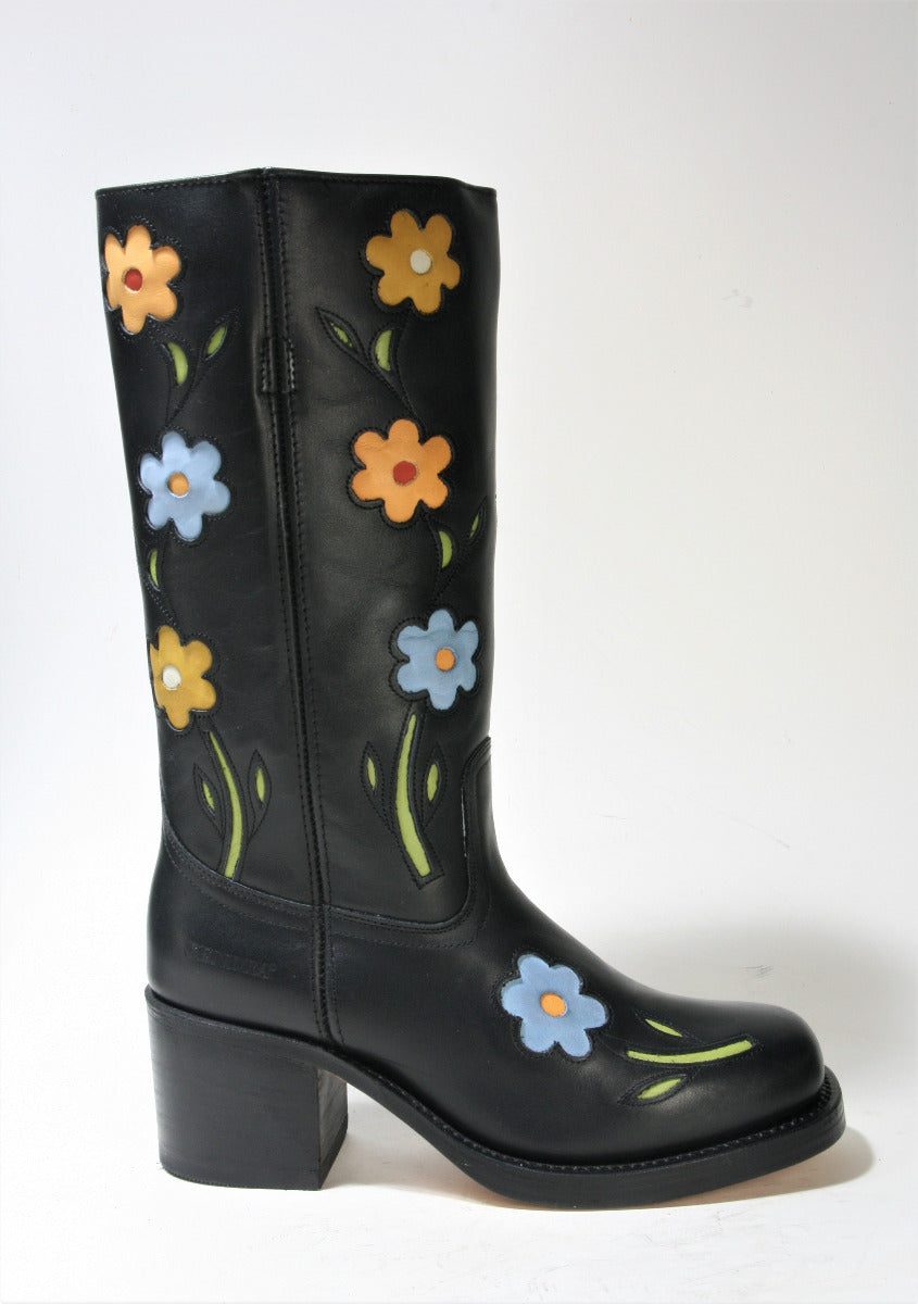 4755 Sendra Stiefel TOLEDO Negro Flowerpower