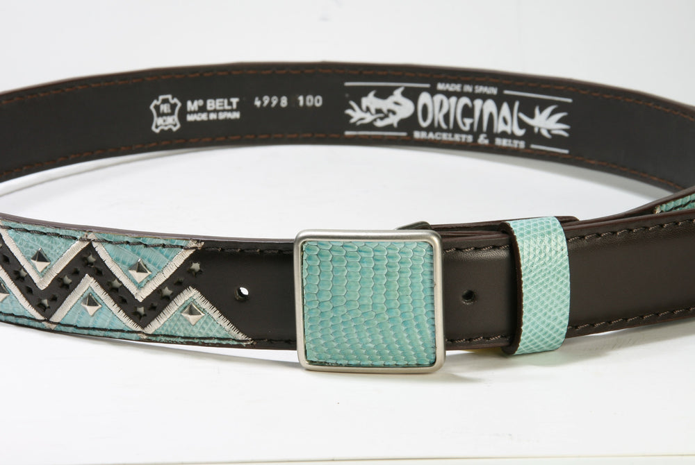 4998 Original Belts Belt Marron Lizard Turquoise