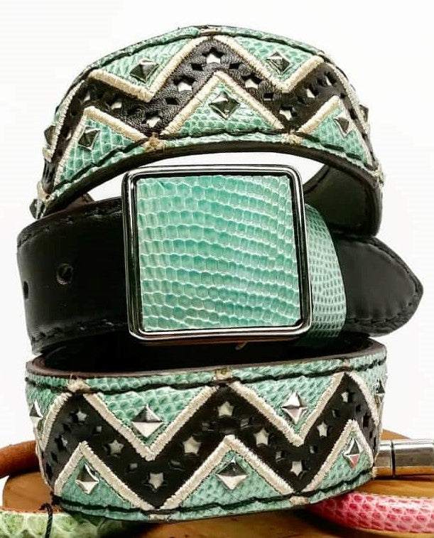 4998 Original Belts Belt Marron Lizard Turquoise