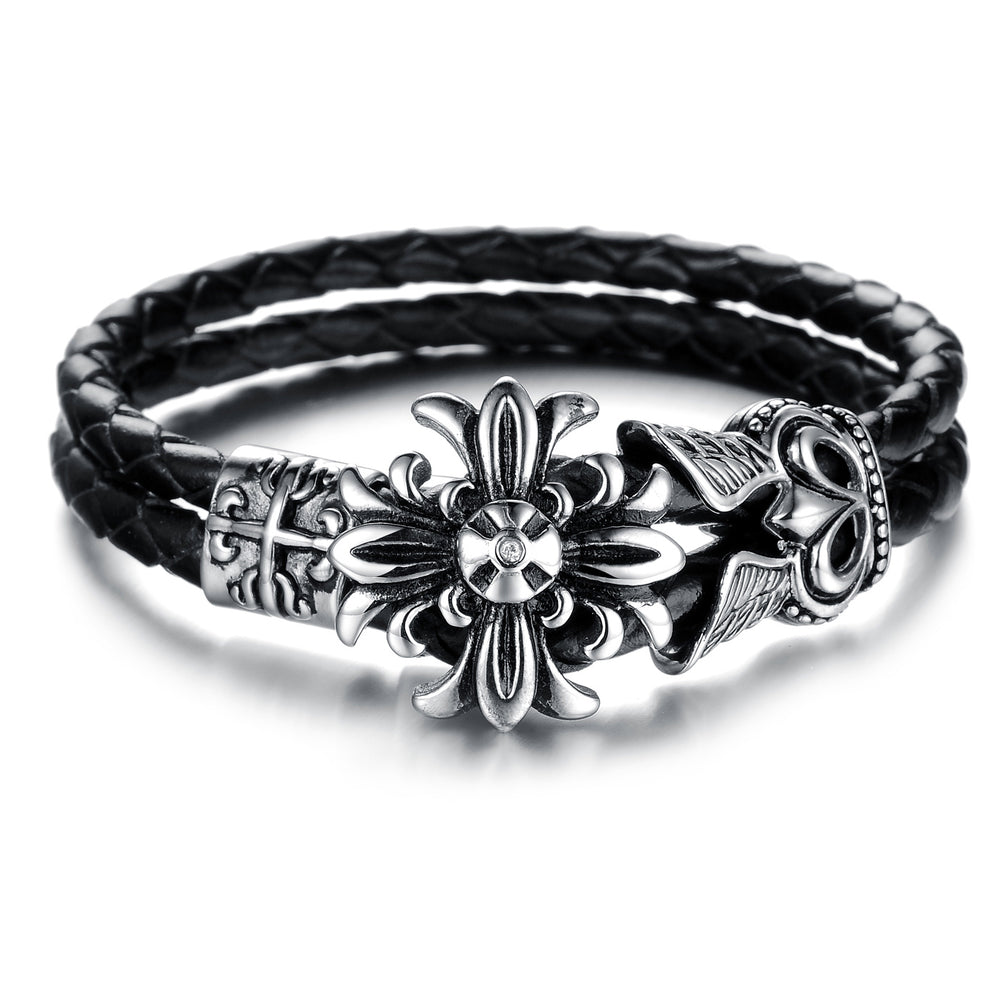 LB112 Lederarmband Black Lilie