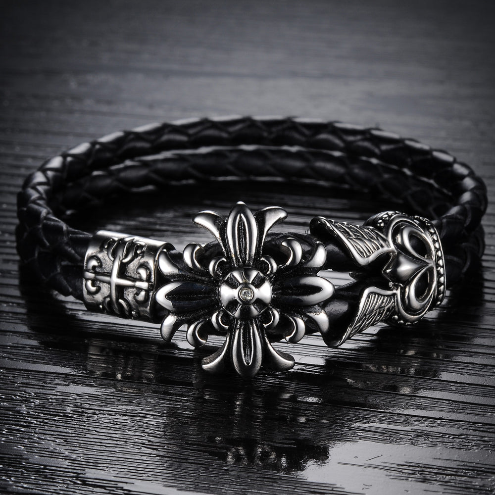 LB112 Lederarmband Black Lilie