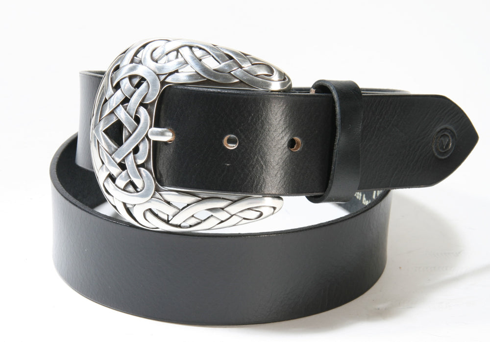 529 Vittozzi leather belt black western buckle
