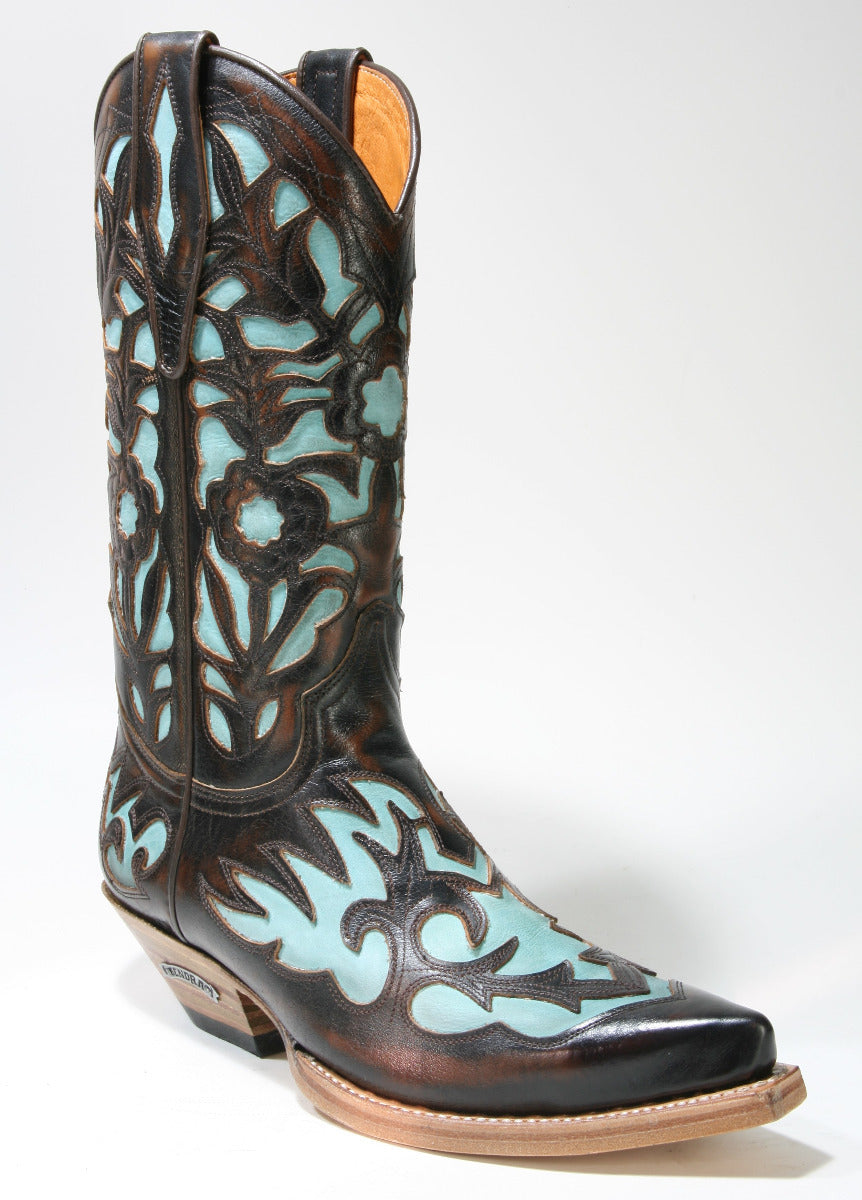 5529 Sendra Cowboystiefel Britnes Marron Türkis 2