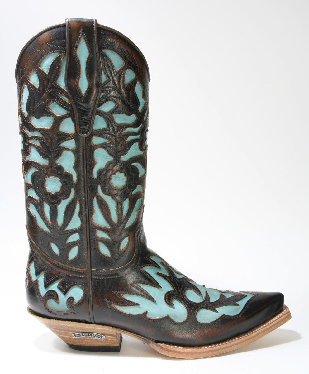 5529 Sendra Cowboystiefel Britnes Marron Türkis 2