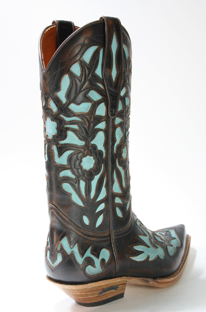 5529 Sendra Cowboystiefel Britnes Marron Türkis 2