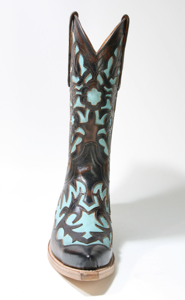 5529 Sendra Cowboystiefel Britnes Marron Türkis 2