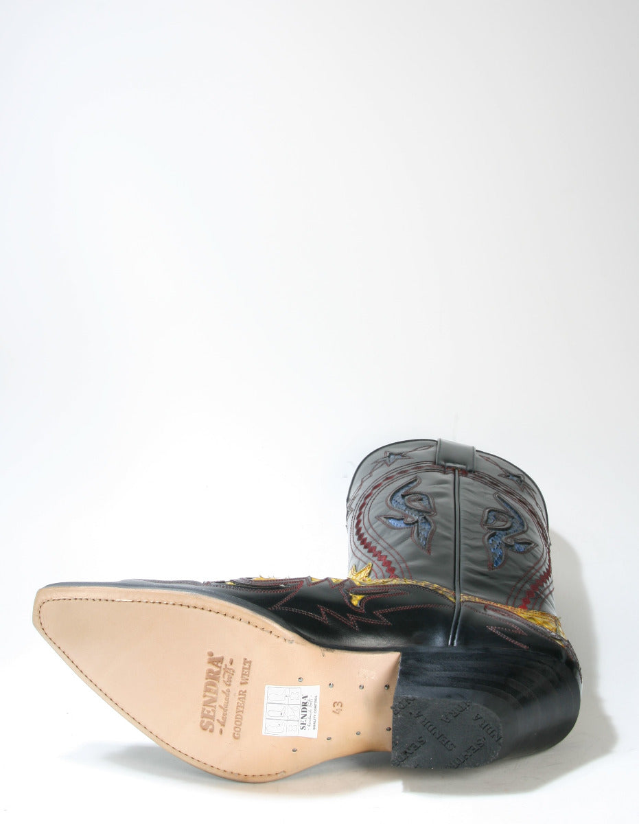 6033 Sendra Boots Flora Negro Python Amarillo