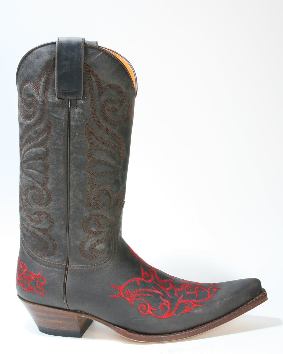 6056 Sendra Cowboystiefel JAVI Mad Dog Grafit rote Nähte