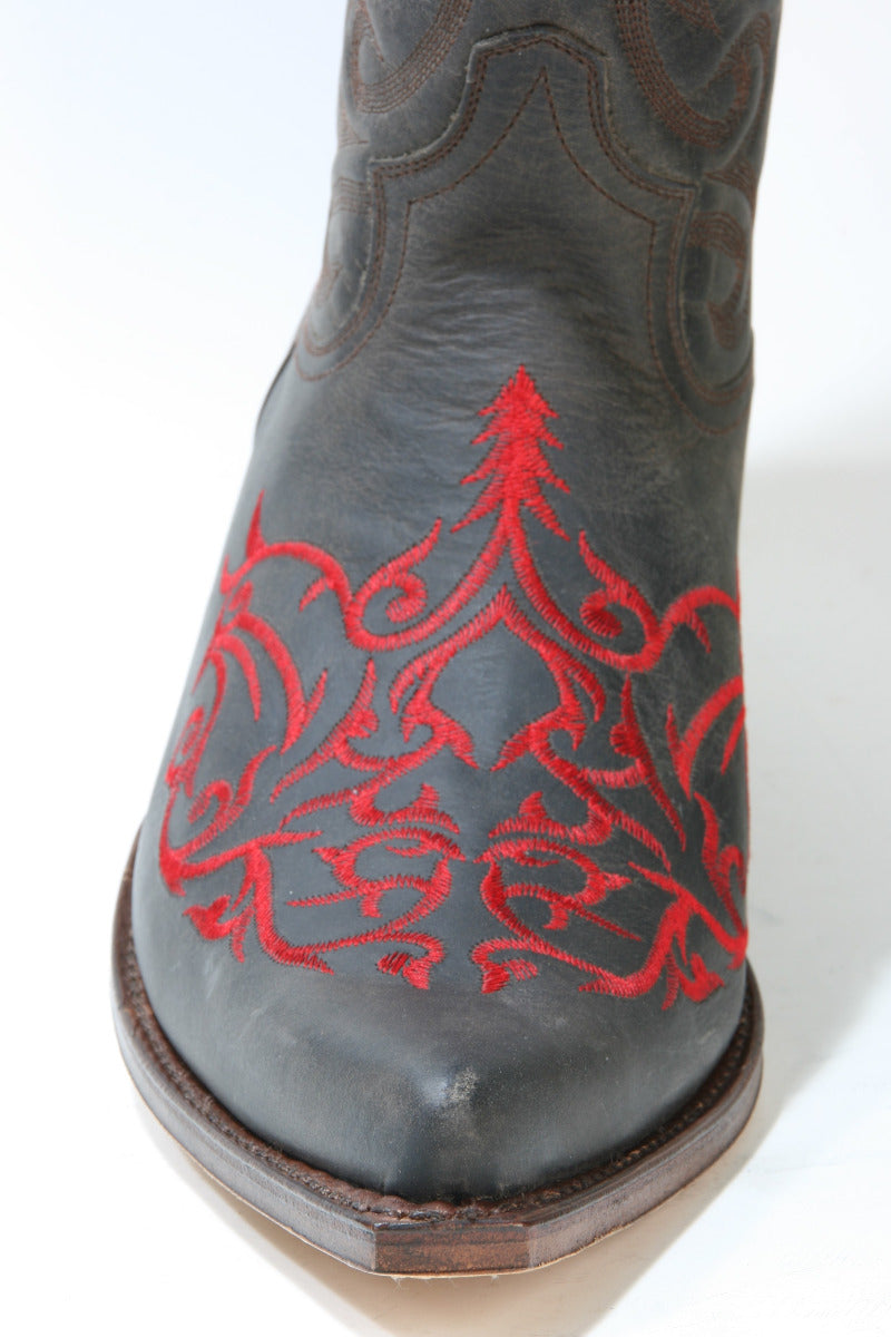 6056 Sendra Cowboystiefel JAVI Mad Dog Grafit rote Nähte